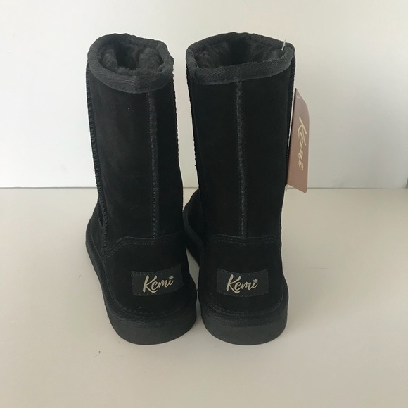 NWT Kemi Black Suede Faux Fur Winter Calf Booties • Cozy Casual • Size 6 🗣 - Picture 5 of 11